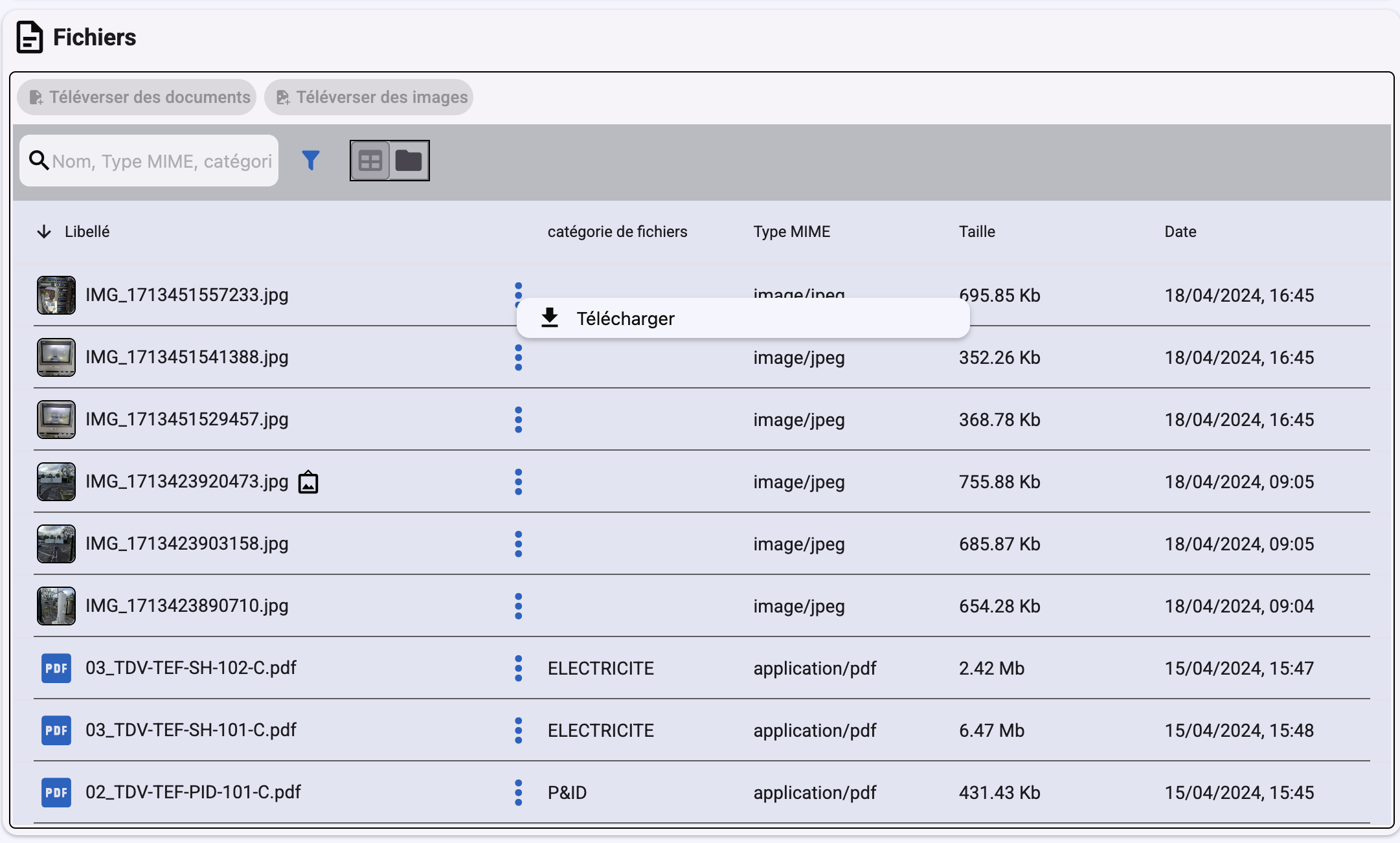 Document management – Simple GMAO CMMS software screenshot