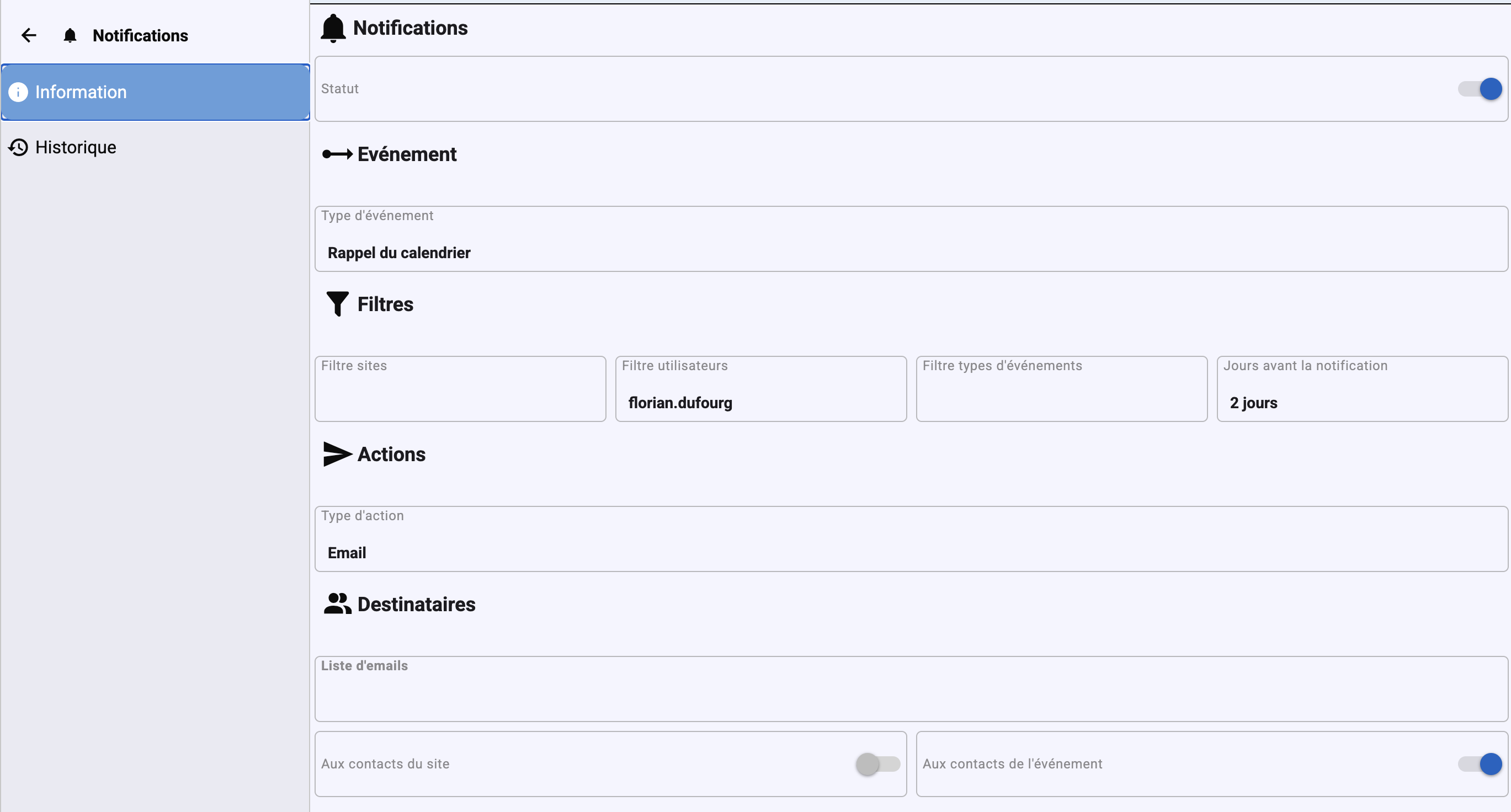 Email and push notifications – Simple GMAO CMMS software screenshot