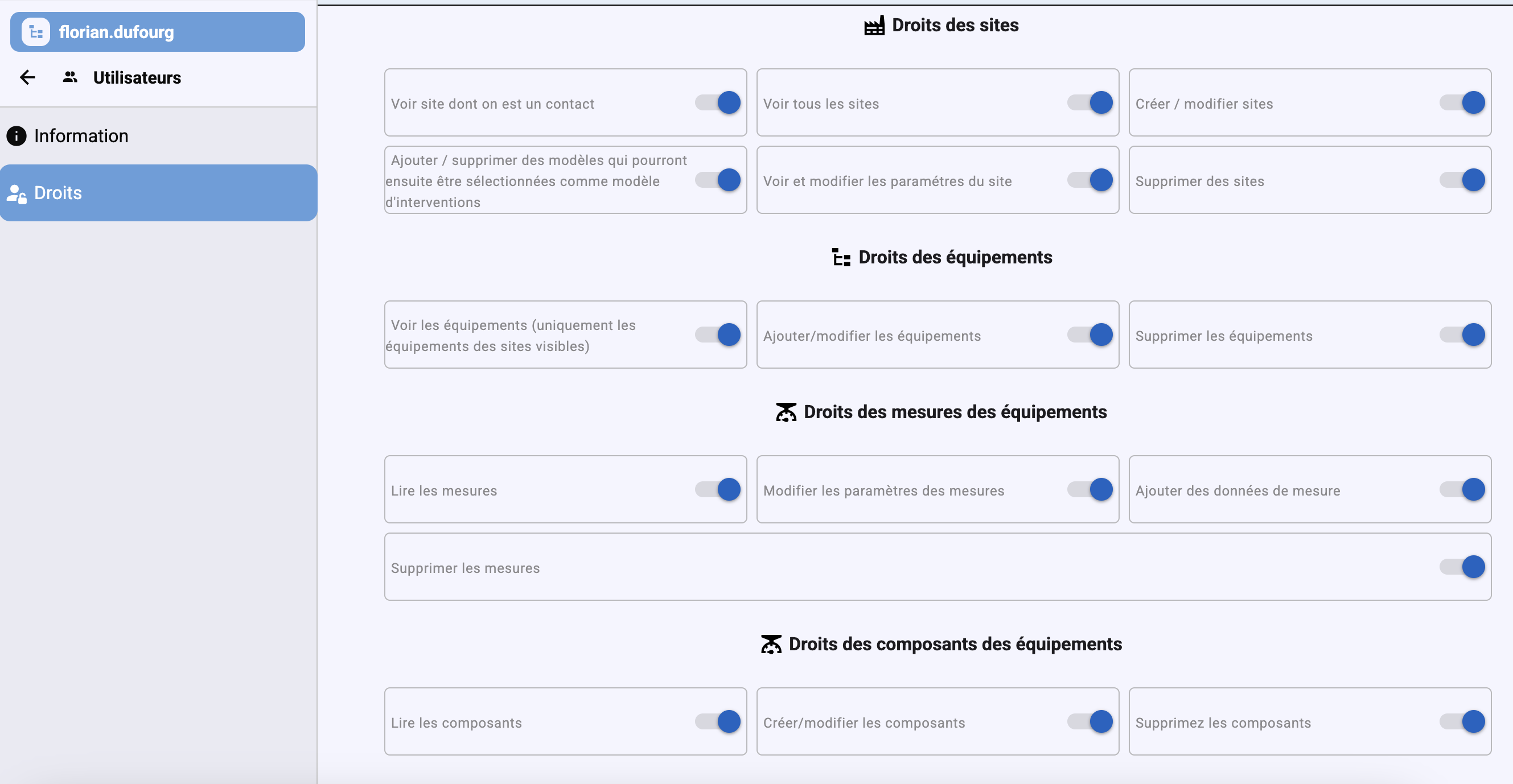 User roles – Simple GMAO CMMS software screenshot